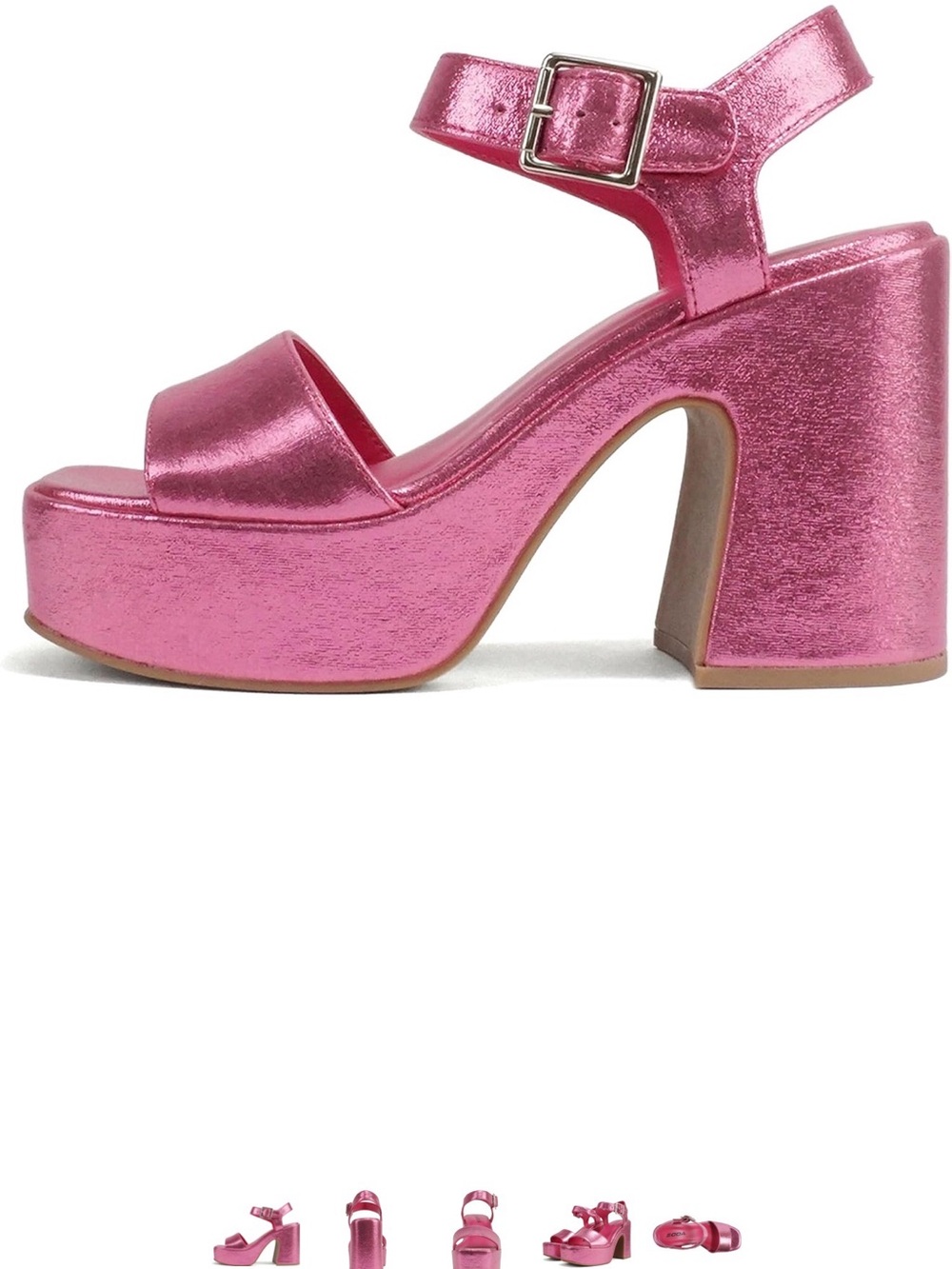 Soda Metallic Hot Pink Platform Ankle-Strap Sandals - Picture 2 of 9